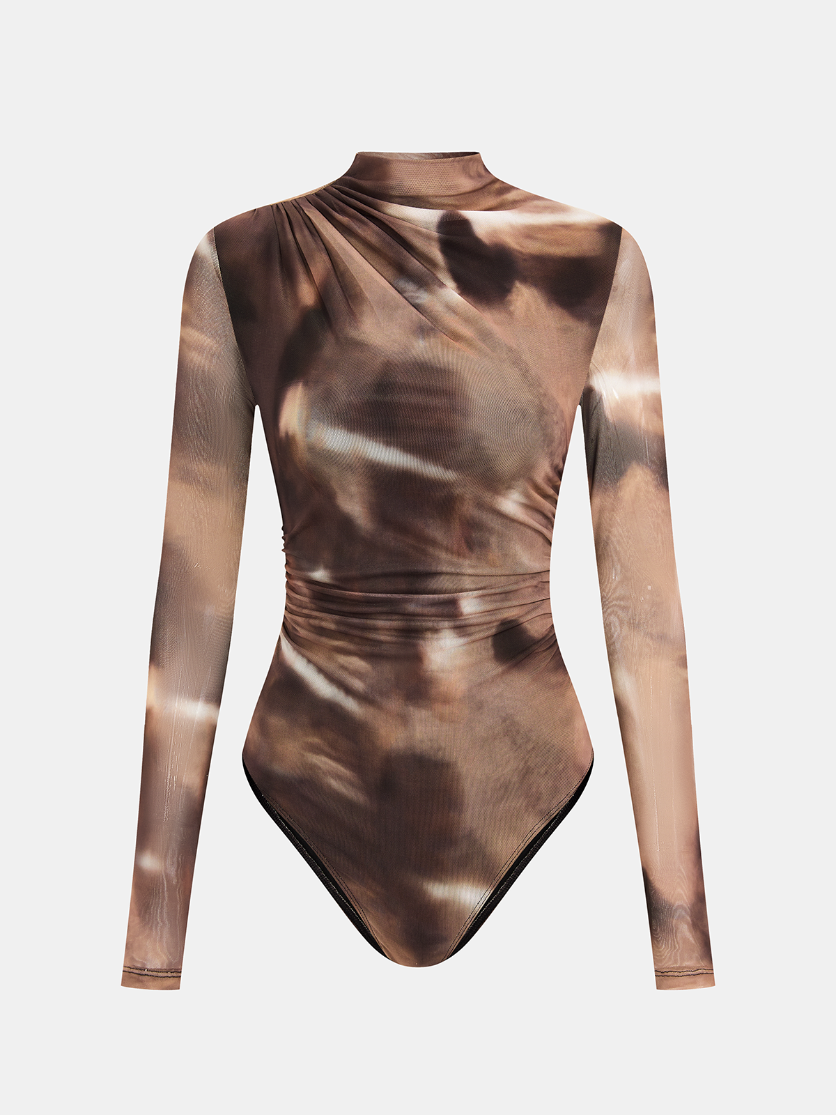 Gradient Print Ruched Long Sleeve Bodysuits