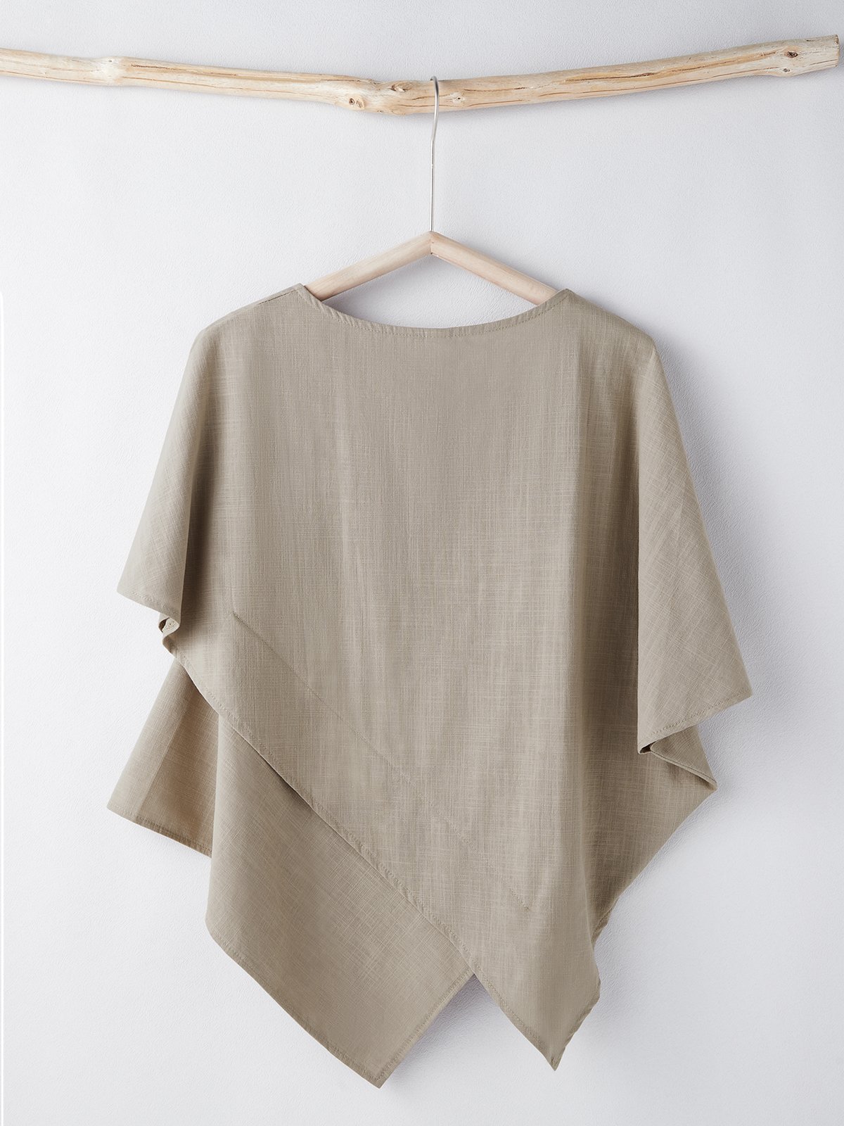 Cotton And Linen Crew Neck Plain Short Sleeve Blouse