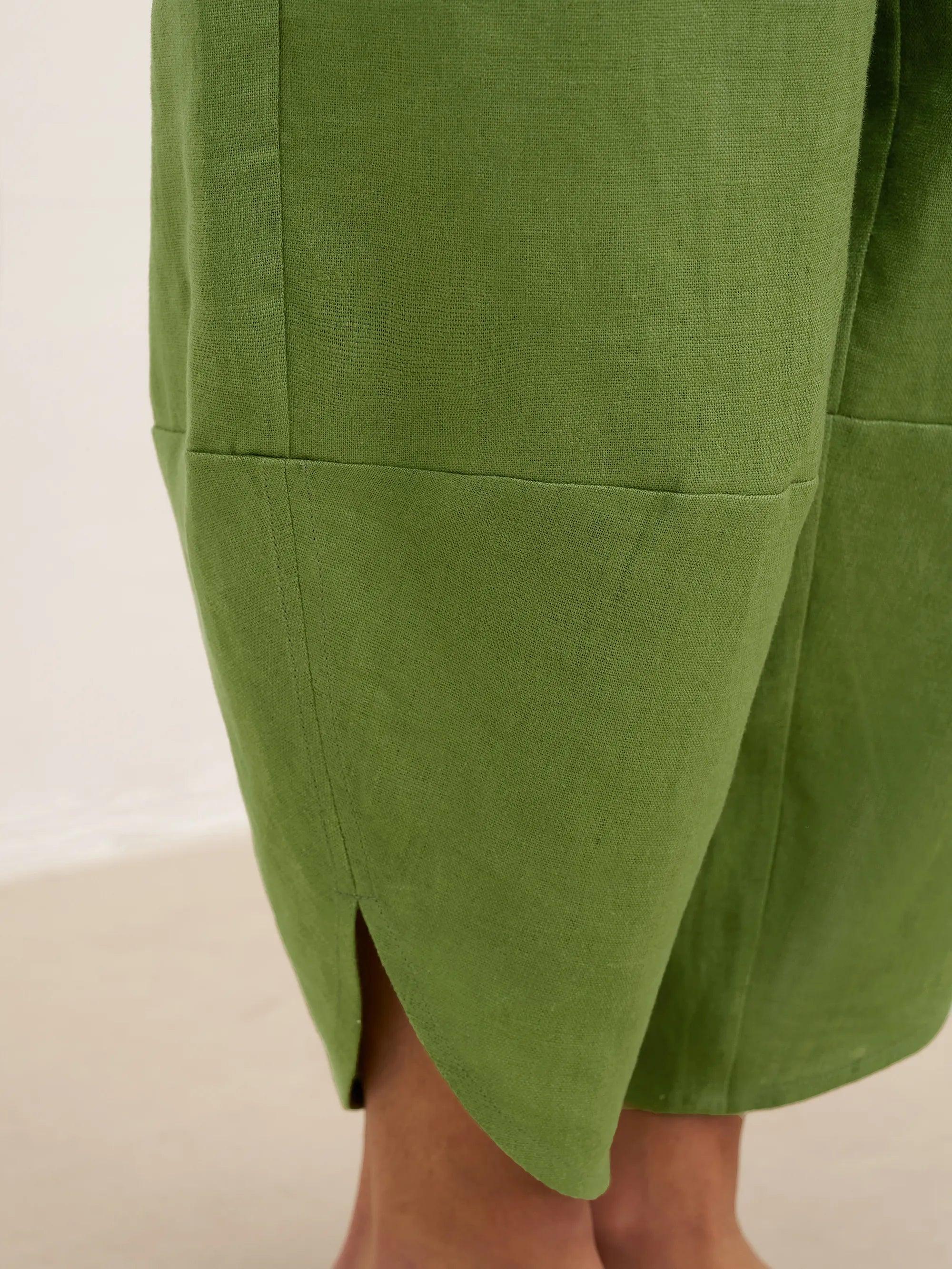 100% Linen Petal-Hem Trousers with Elastic Waist LIV