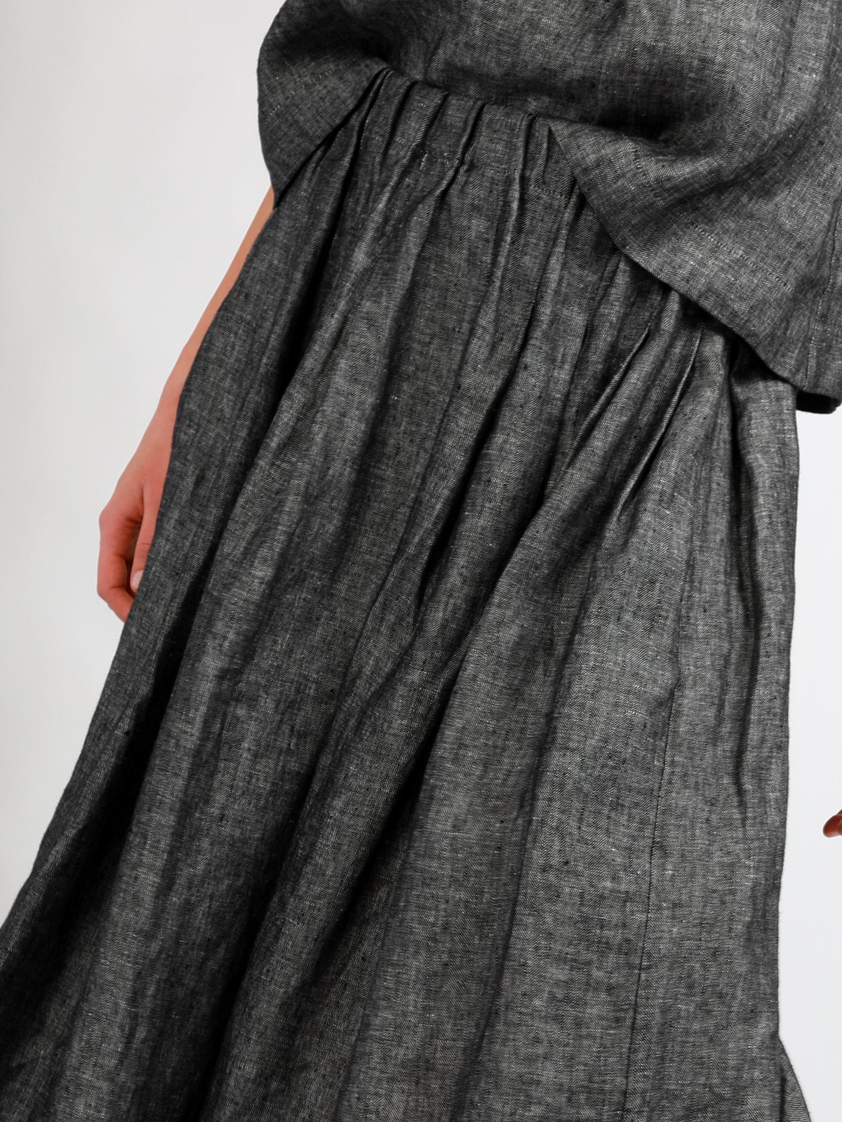 Cotton And Linen Plain Maxi Skirt