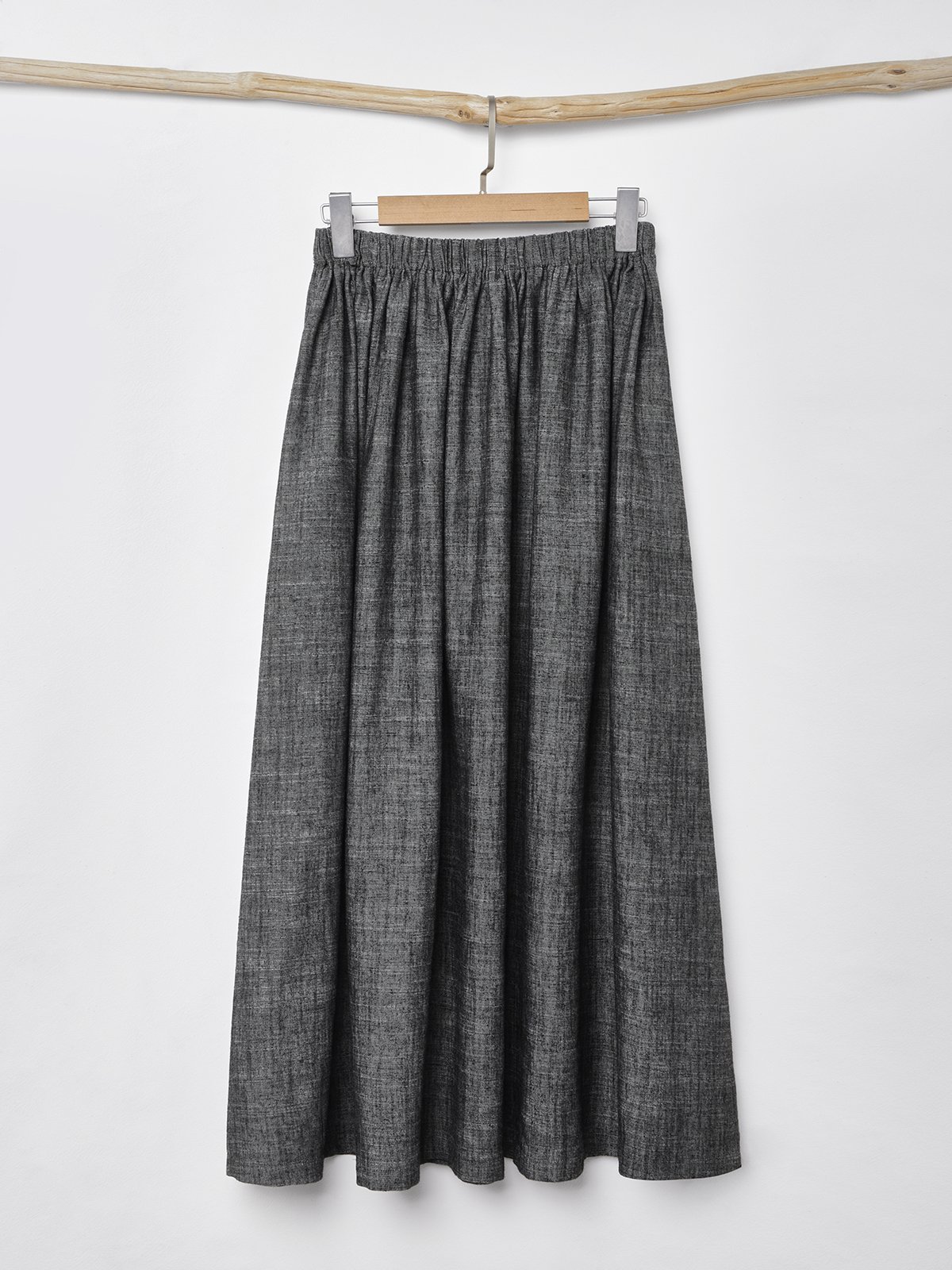 Cotton And Linen Plain Maxi Skirt